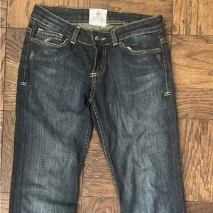 People's Liberation Y2K Bella Bootcut dark wash blue jeans Star on pockets SZ 27